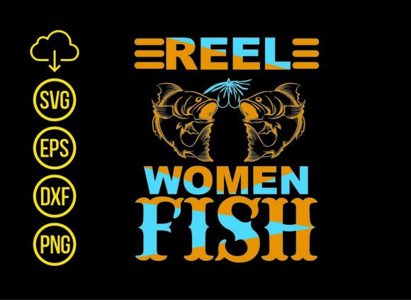 Reel Women Fish T-Shirt Design